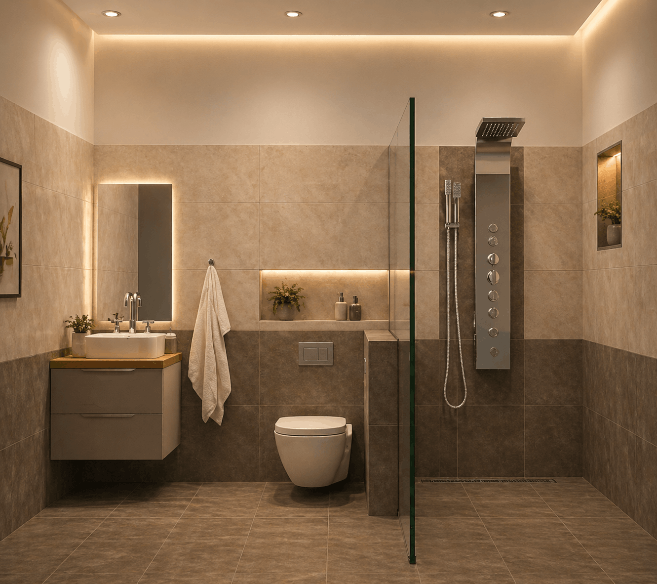 Ambrish Residence bathroom — tiled finish