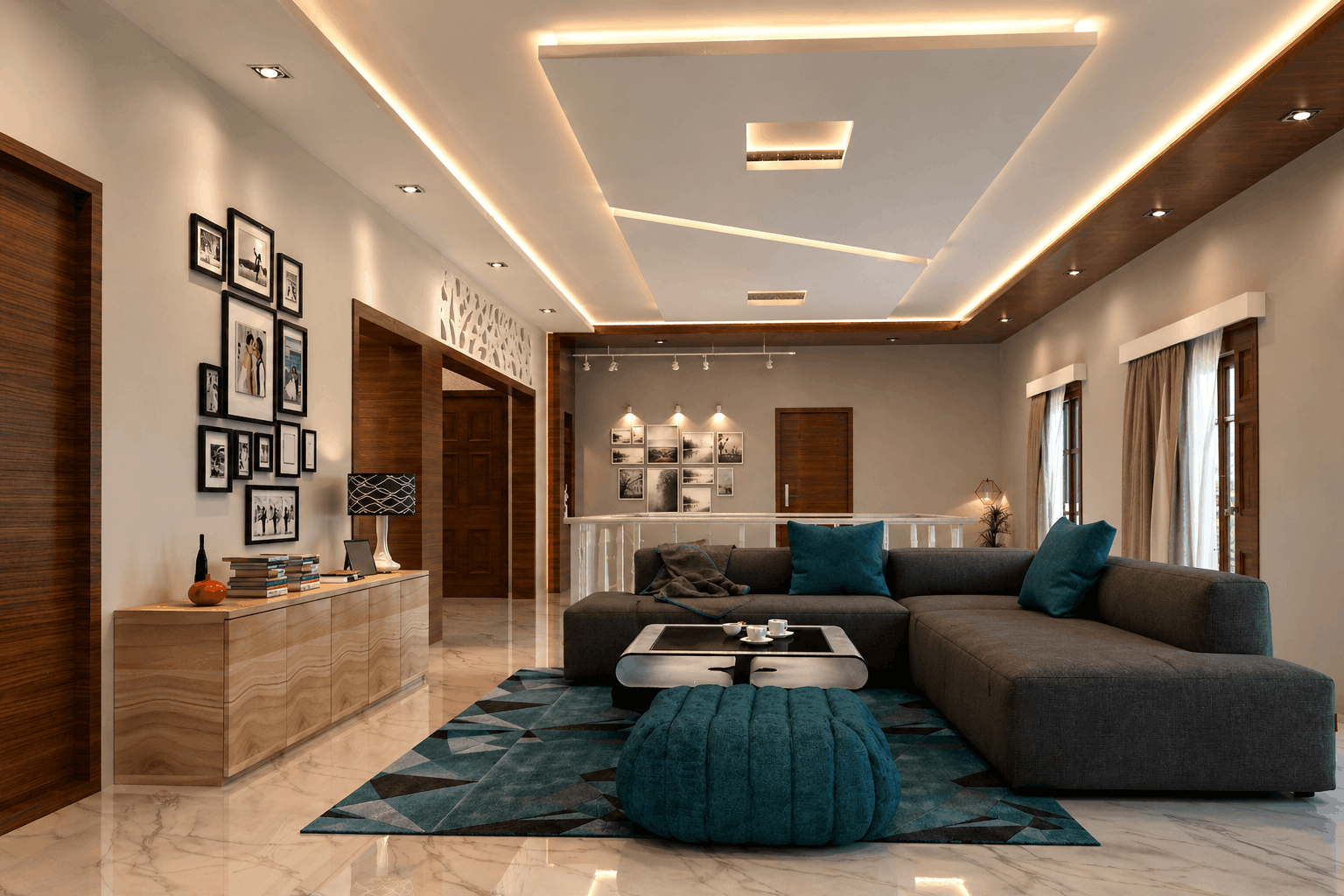 Ambrish Residence living room — open-plan ground floor