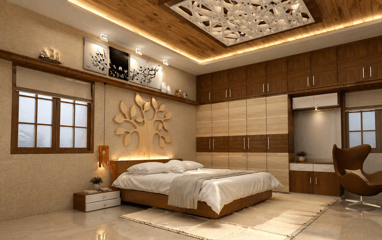 Ambrish Residence master bedroom — ground floor suite