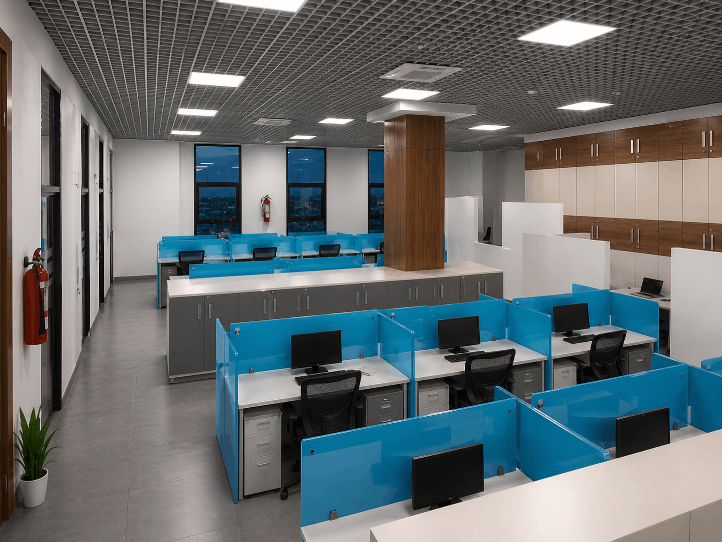 Jamna Auto Industries office interior — acoustic partitions and collaboration zones